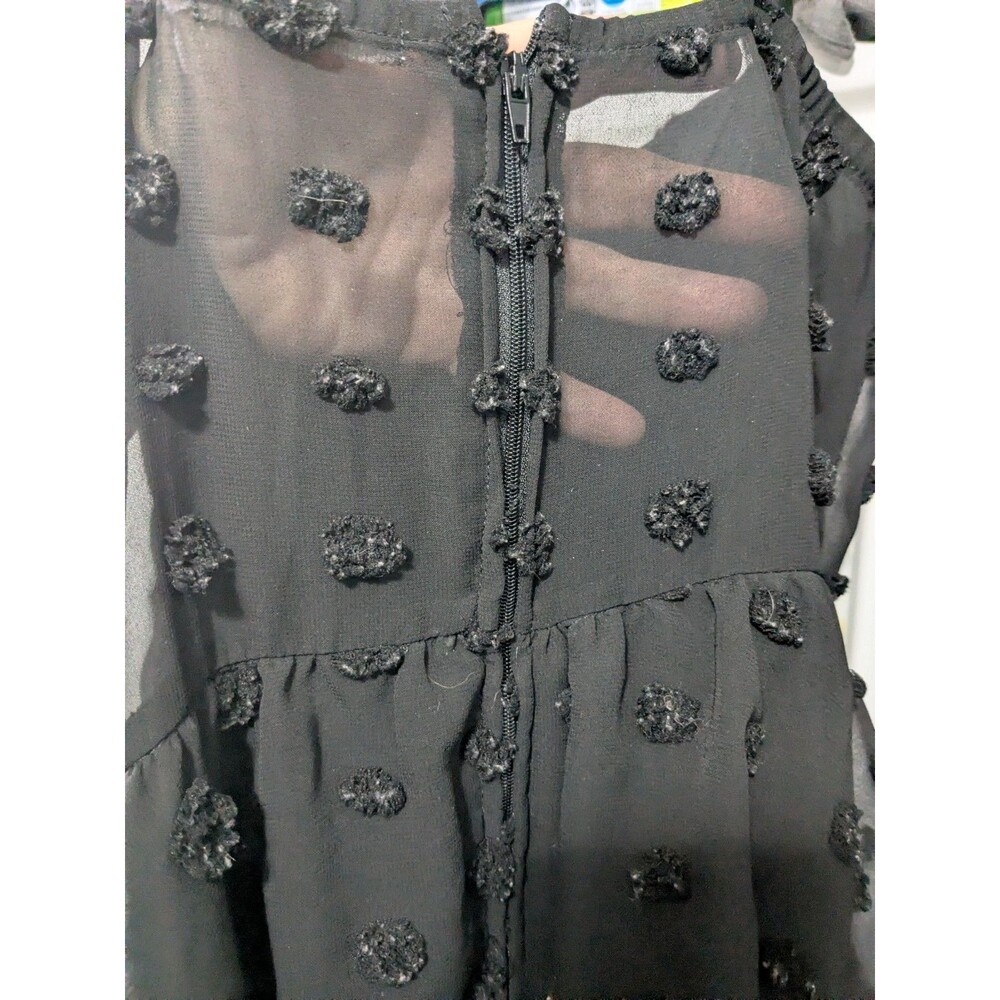Mi Ami Black Tiered Polka Dot Spaghetti Strap Midi Dress XS - Picture 6 of 6